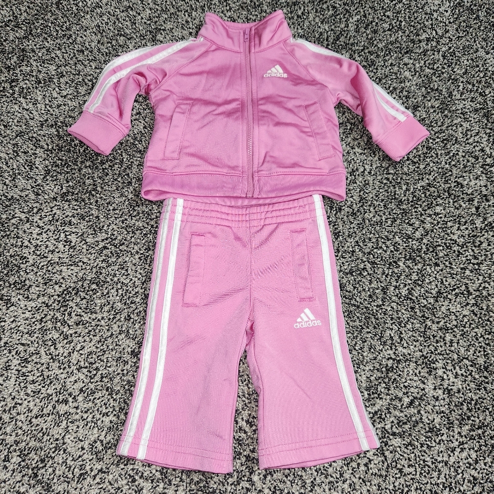 Adidas‎ Baby Little Girl Track Suit Light Pink Size 6 Months,Pockets,Full Zip